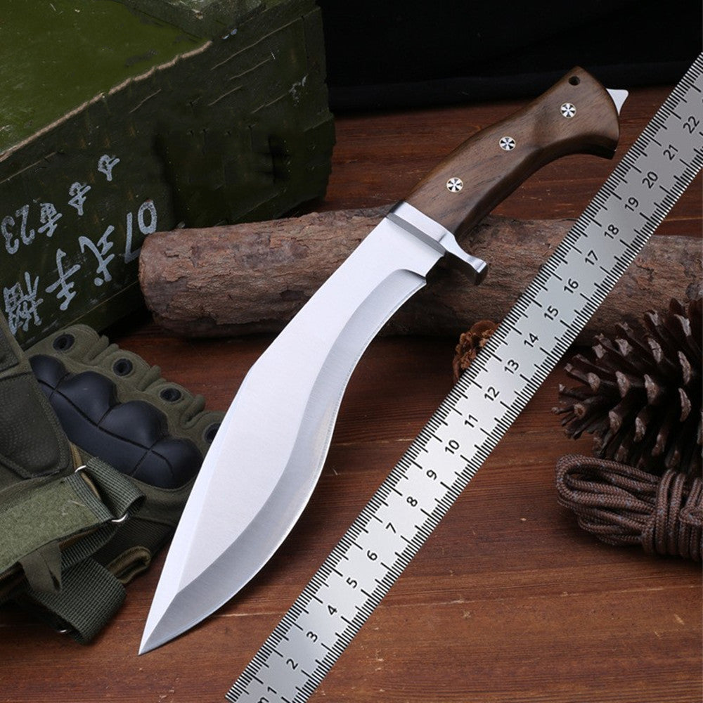 Fixed Blade Knife for Bushcraft Survival Camping Fishing, D2 Steel, Machete with Genuine Leather Sheath, Sharp Large Outdoor Knife - 22.5 cm EDC Cutting Knife