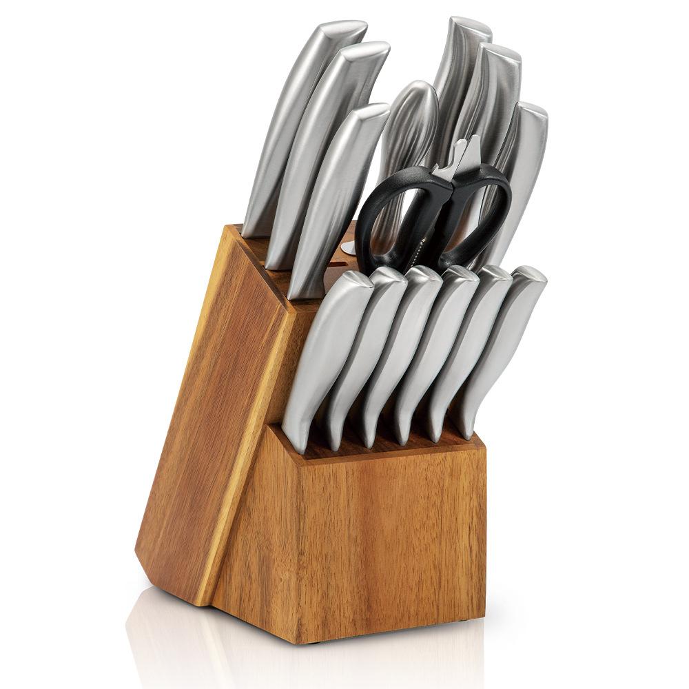 15 Pieces Knife Set, Professional Kitchen Chef’s Knives Block Set with Ultra Sharp High Carbon Stainless Steel Full Tang Knive Blades and Sharpener