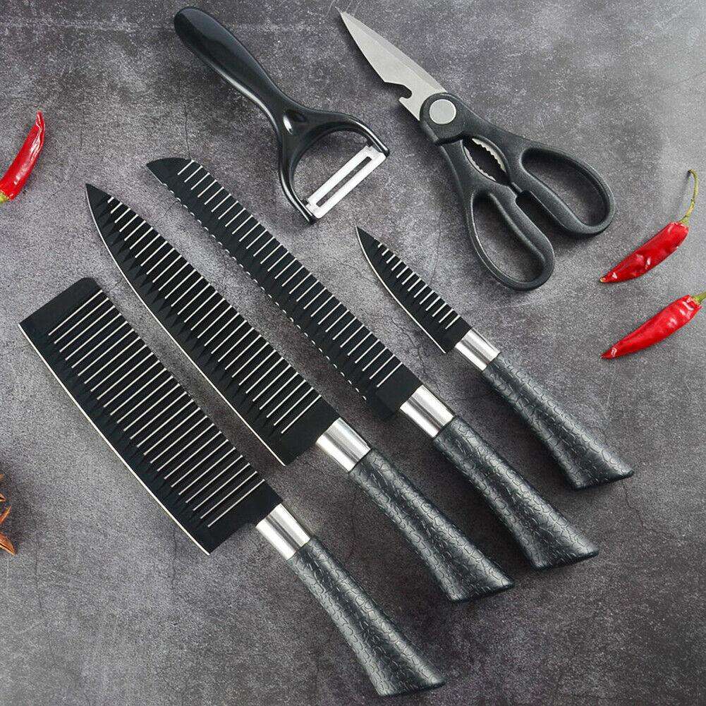 Knife Set - 6pcs Wave-pattern Non-stick Stainless Steel Knives